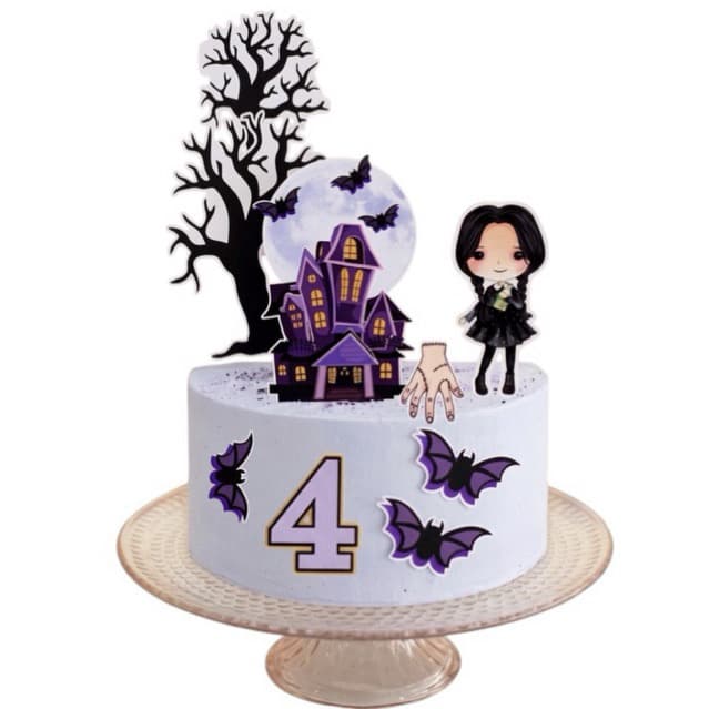 Topo De Bolo Wandinha Addams Personalizado Nome E Idade Festa Infantil Menina Mesversario Aniversário Vandinha