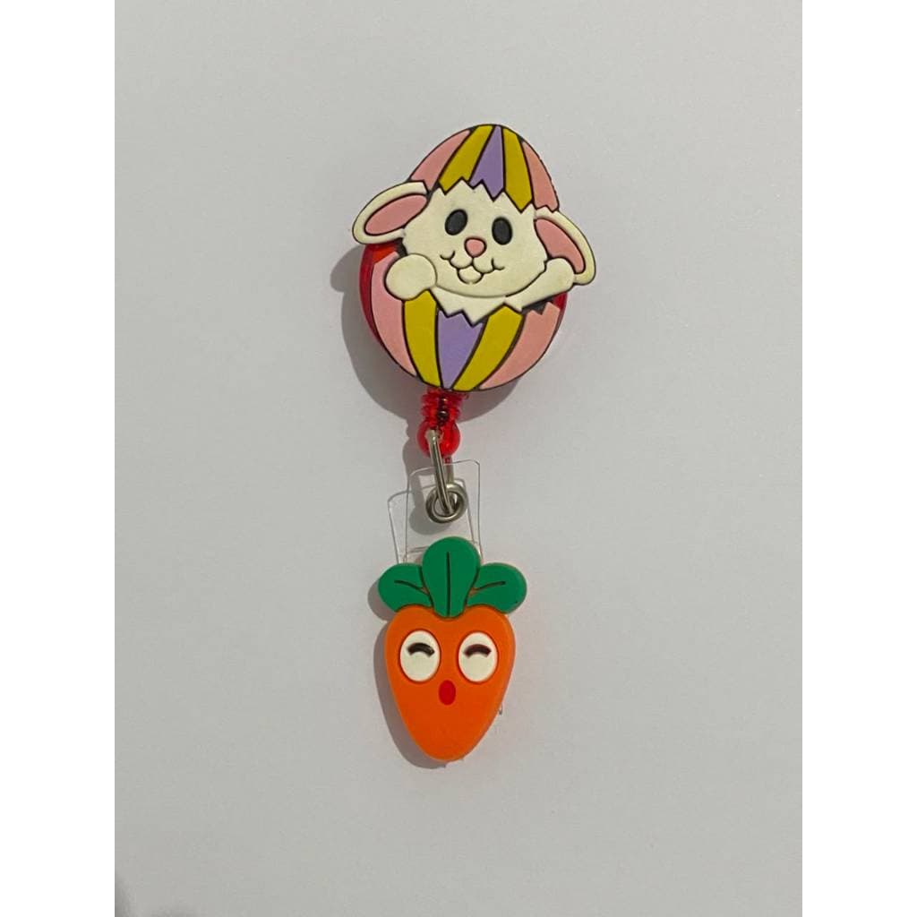 Porta Crachá Retrátil Roller Clip Personalizado Temático Coelho | Cenoura | Coelhinho