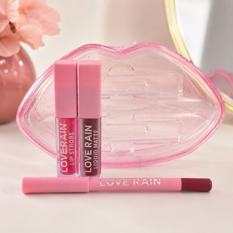 Kit Gloss Labial + Lápis Labial Lové Rain Realce Seus Lábios