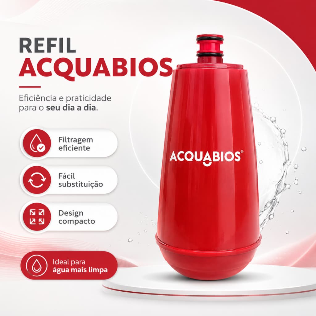 Refil Recarga Pra Torneira Bica Filtro Colors E05 Vermelho Acquabios