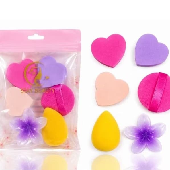 Kit Esponjas para Maquiagem com Presilha de Flor - Cores Sortidas
