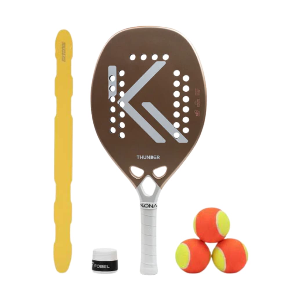 Raquete de Beach Tennis KONA Thunder Rose 2026 Com Tratamento Incluso + KIT UPGRADE