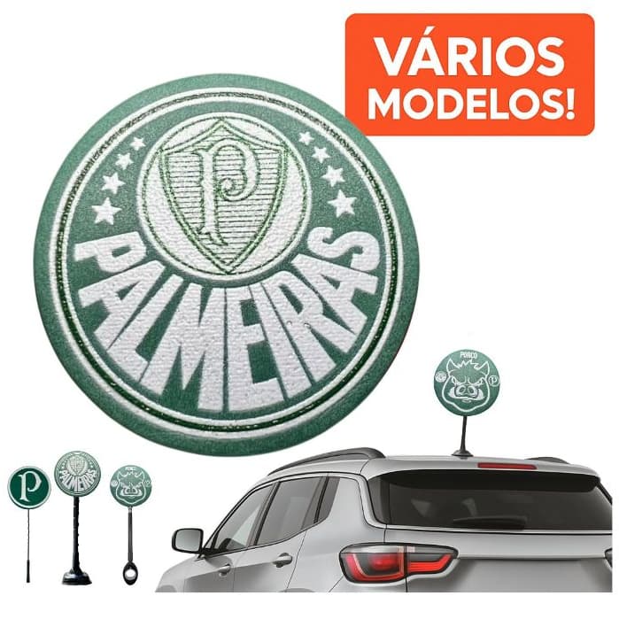 Ponteira Enfeite de Antena Porco - Porco Palmeiras - Palestra - Palmeiras - Verde - Carro e Moto