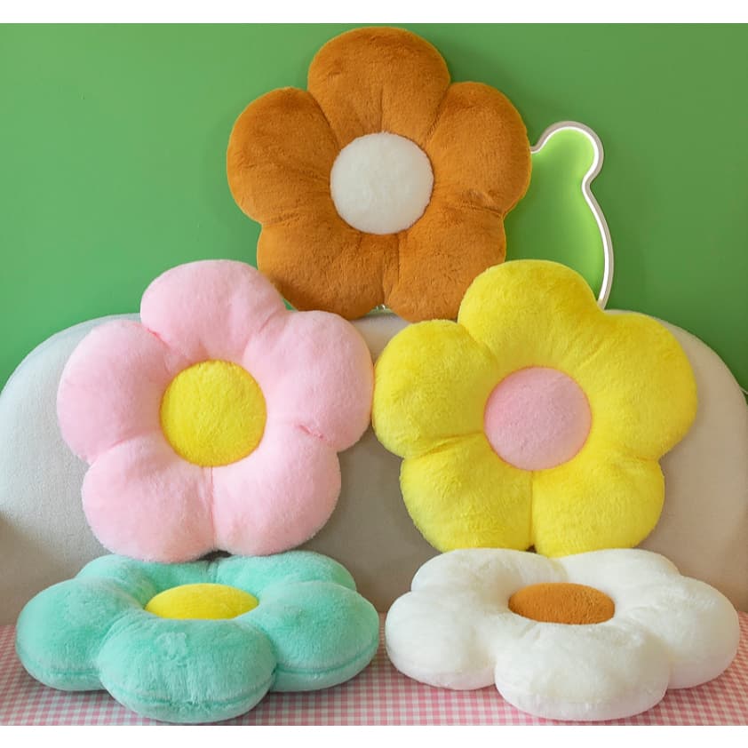 Almofada Flor de Pelúcia Macia Decorativa Várias Cores - Decoração para Quarto de Bebê, Sofá e Sala de Estar