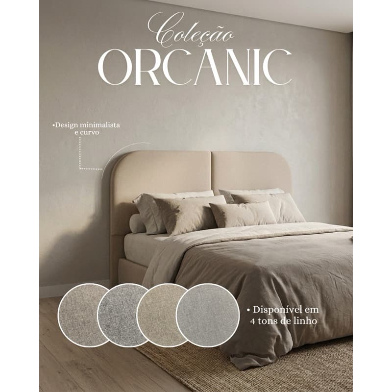 Cabeceira Queen Organic - painel suspenso 160x55 linho