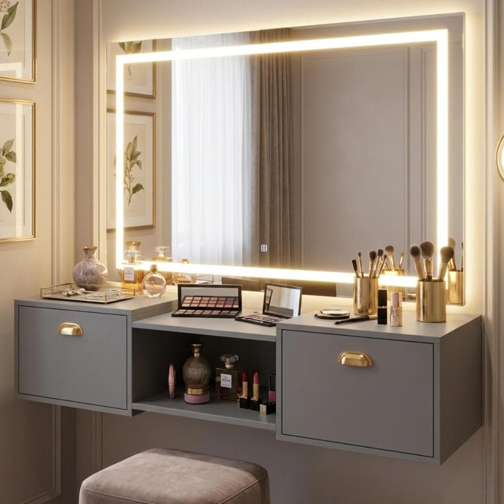 PENTEADEIRA SUSPENSA 1,20m  – MESA DE MAQUIAGEM GRANDE, MODERNA E ESPAÇOSA 💄