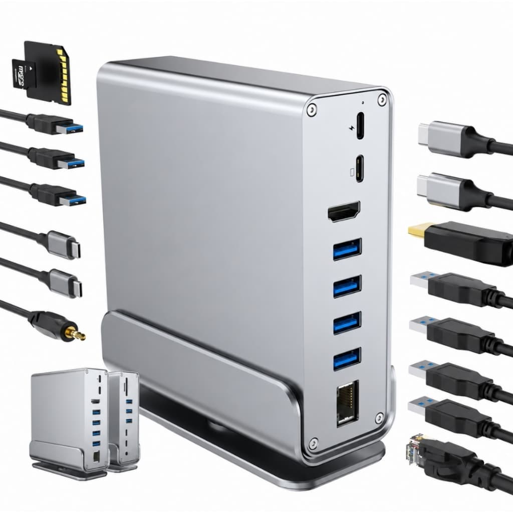 Estação Ancoragem 15 Em 1 Usb C Hub Vertical 4k Hd Macbook