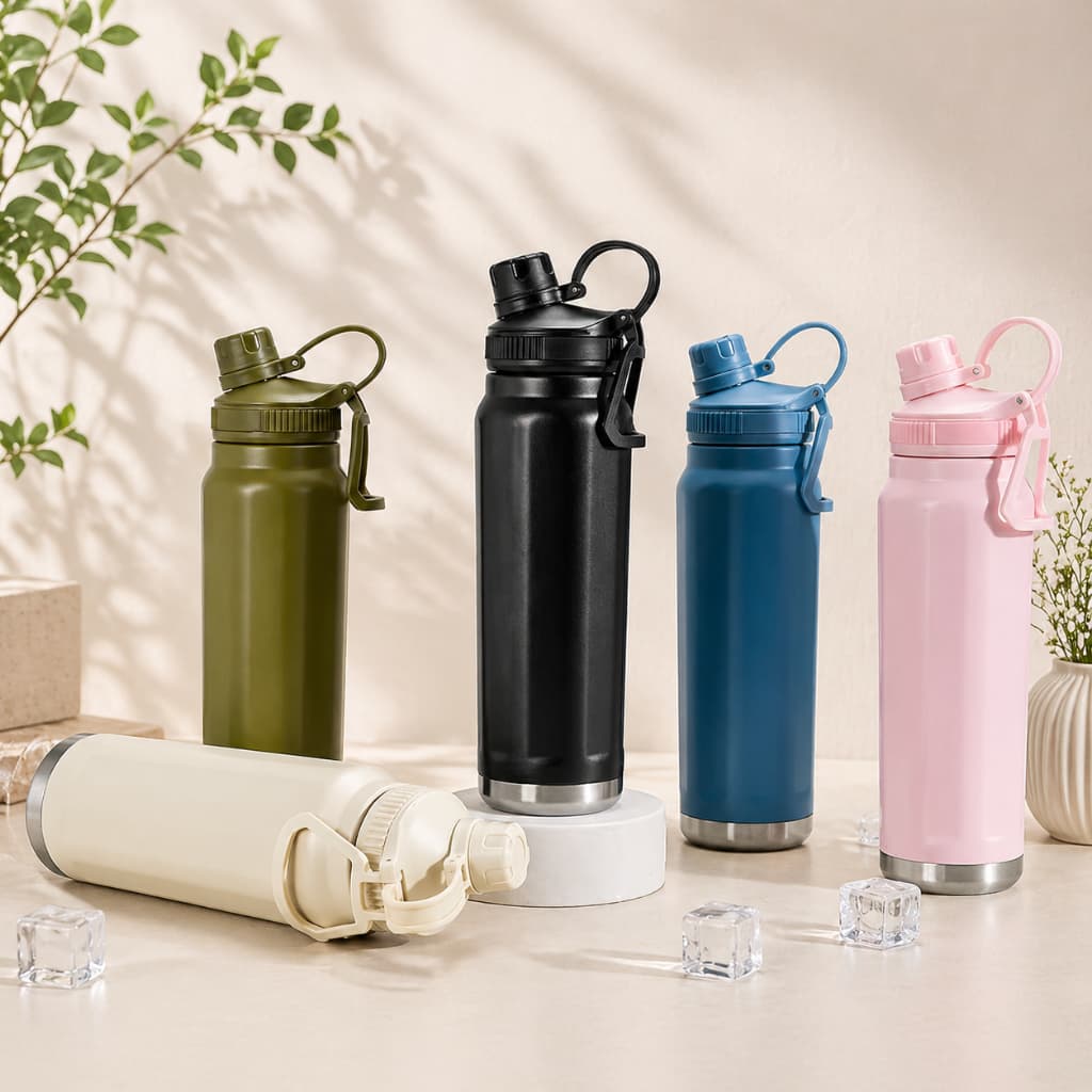 garrafa térmica 750ml/1000ml squeeze água café aço inox e trava