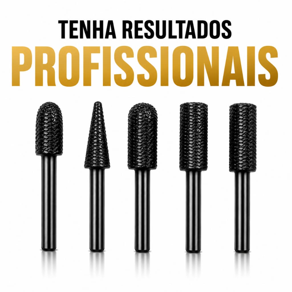 Jogo 5 Limas Rotativas para Metal e Aço Profissional Desbaste Solda Rebarba Ferrugem