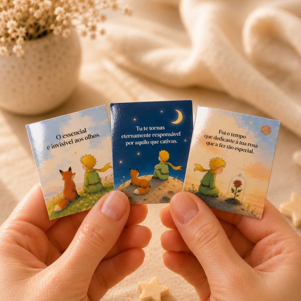 Kit 120 Mini Cartões Pequeno Príncipe Frases Bonitas Cliente Pedido Embalagem Cliente Mimo