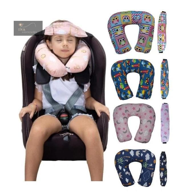 Faixa Apoio Suporte Cabeça de Bebê Cadeirinha Carro + Kit Almofada de pescoço