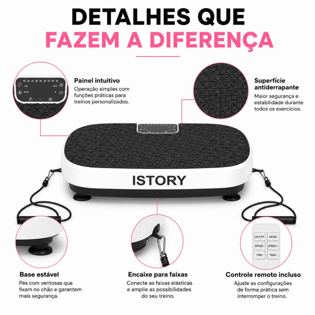 【ISTORY】Plataforma Vibratória Slim Bivolt 110V/220V 200W Aparelho Fitness Em Casa