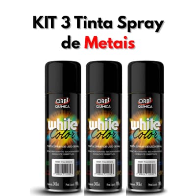 Kit 3 Tinta Preto Para uso Geral Spray Pinta Metal Mdf Plastico Moveis Premium Móveis e Paredes Casa