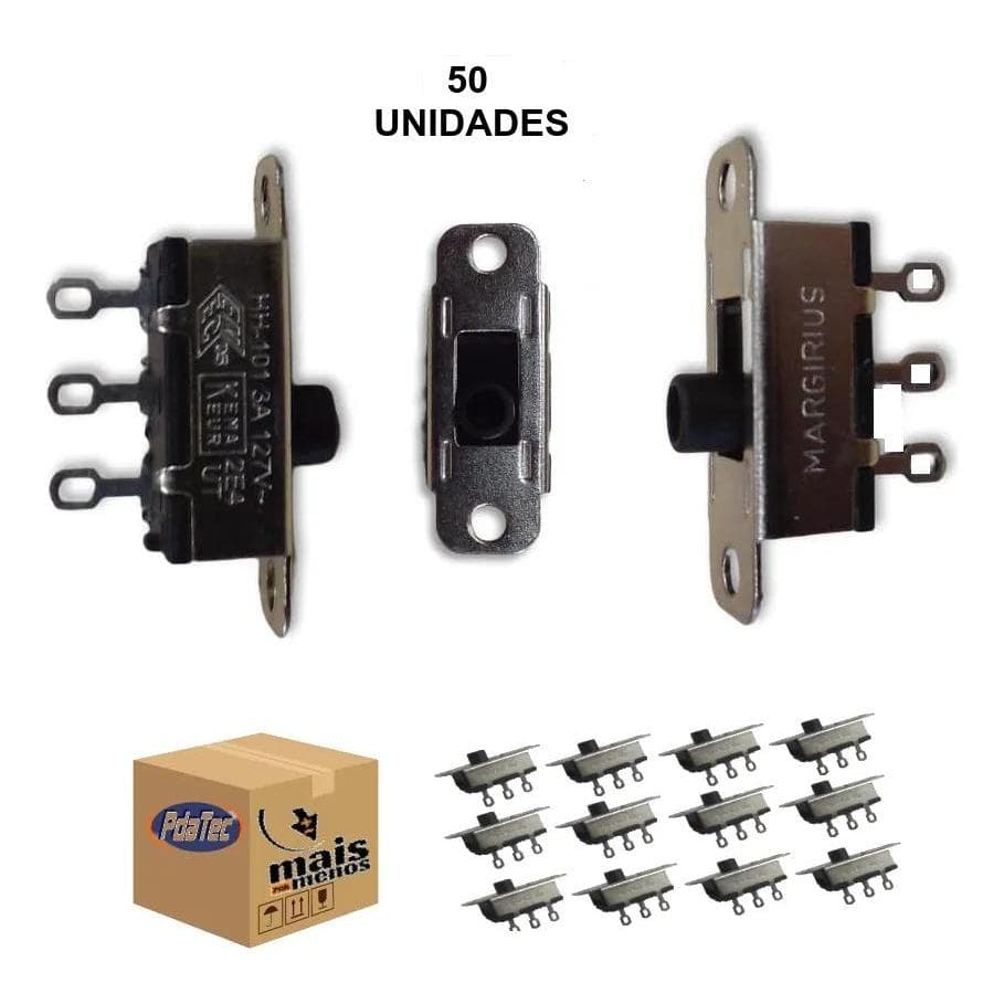 Combo 50X Chave Interruptor Deslizante MarGirius 3A 127V Metalico- Menor preço do mercado!!!
