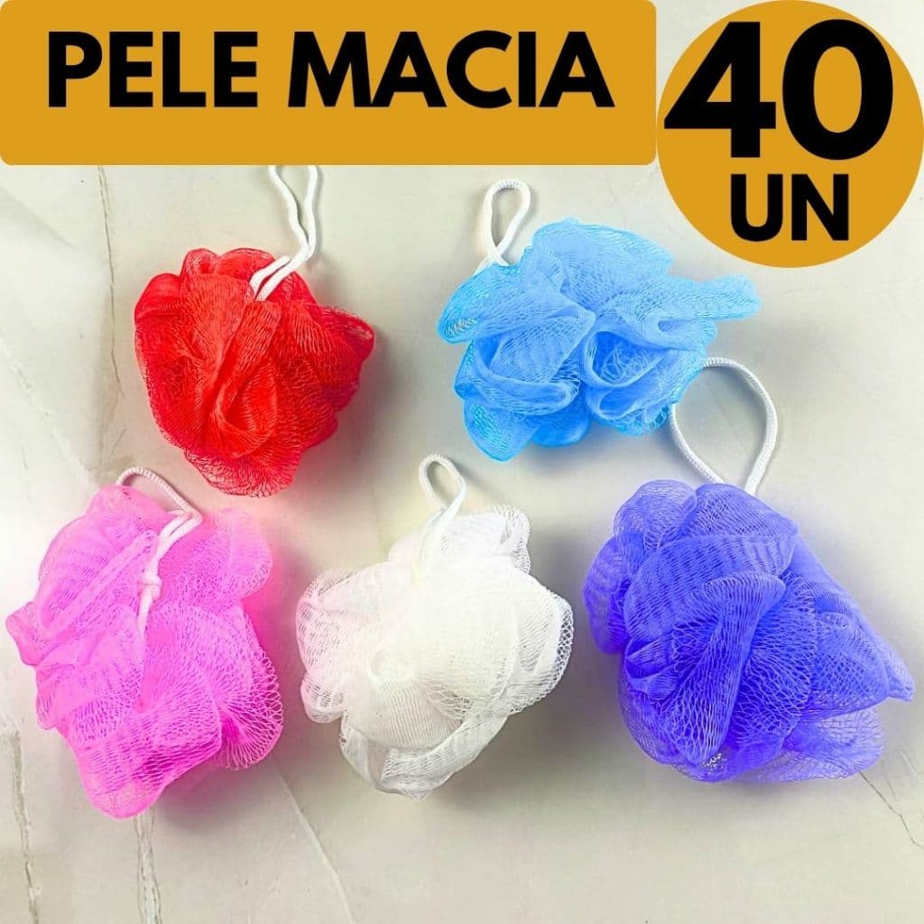 Kit 40 Esponjas de Banho Limpa de Verdade Esfoliação Higiene Total Rende Muito Família Casa Academia