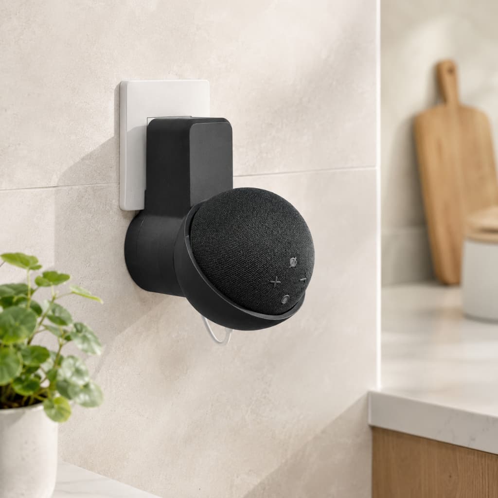 Suporte de Tomada para Echo Dot 5 Alexa, Base de Parede Organizadora para Alexa, Suporte Sem Furar Parede