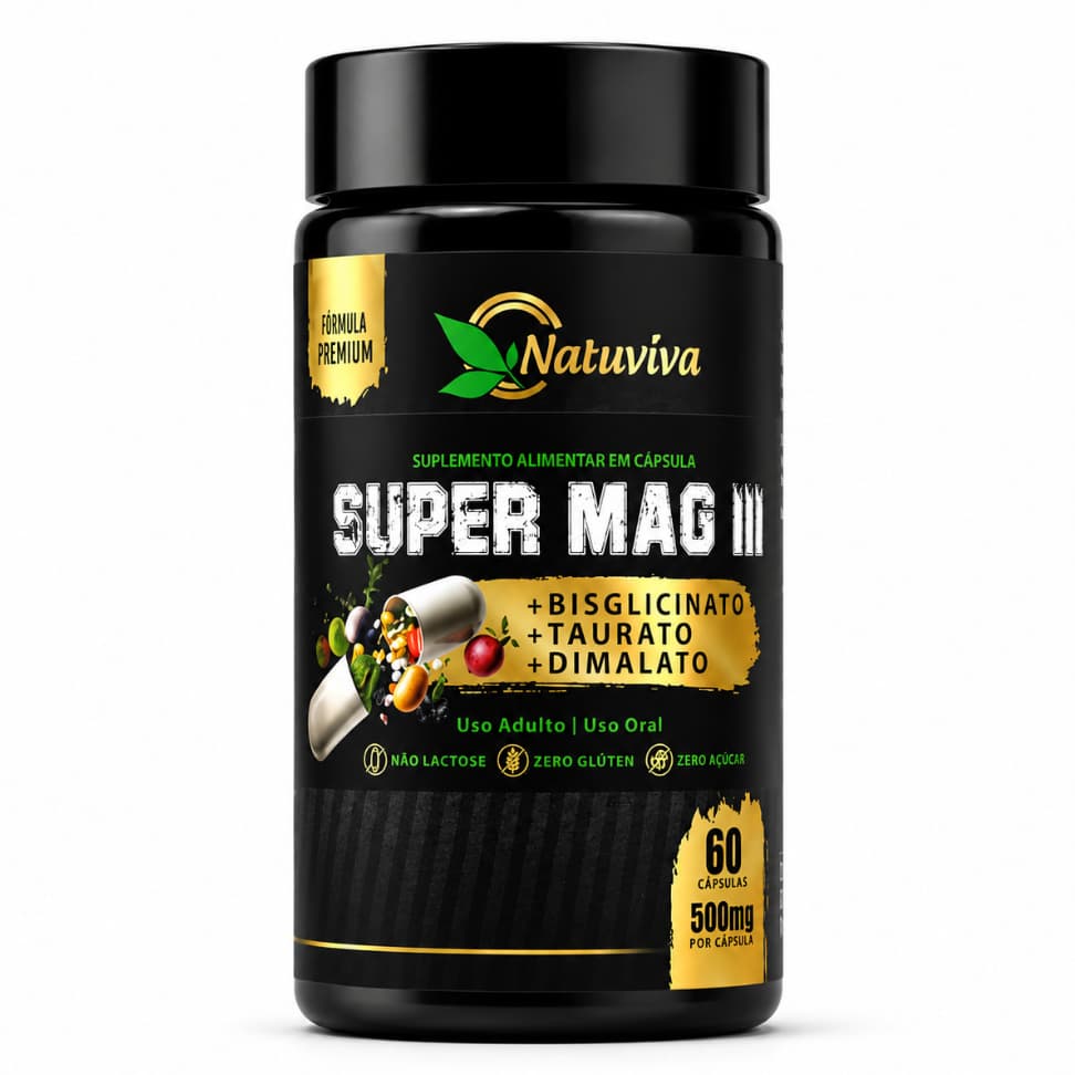 Natuvitae Super Mag 3em1 Magnésio Tripla Ação 60 Cápsulas 500mg – Bisglicinato, Taurato e Dimalato