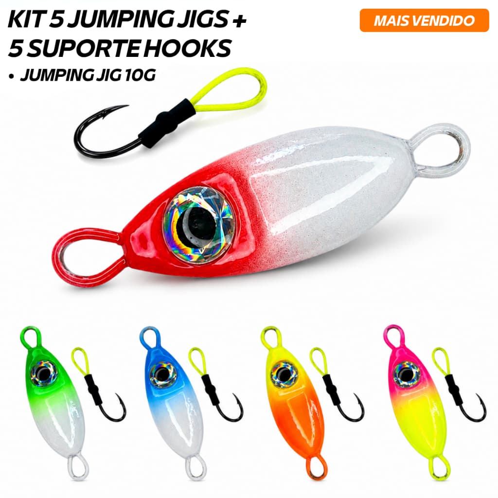 Micro Jig Slow Cucaracha 10gr Kit 5un + 5 Suporte Hook Jigging Vertical Pesca Isca Artificial