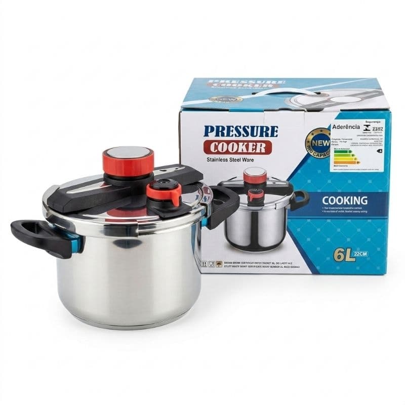 Panela de Pressão UCC LIFE 6L Aço Inox - Design Ergonômico e Sistema de Segurança