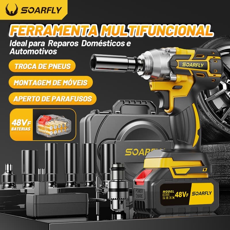 Chave De Impacto Sem Fio 2 Baterias  Com Maleta Bivolt 110v/220v