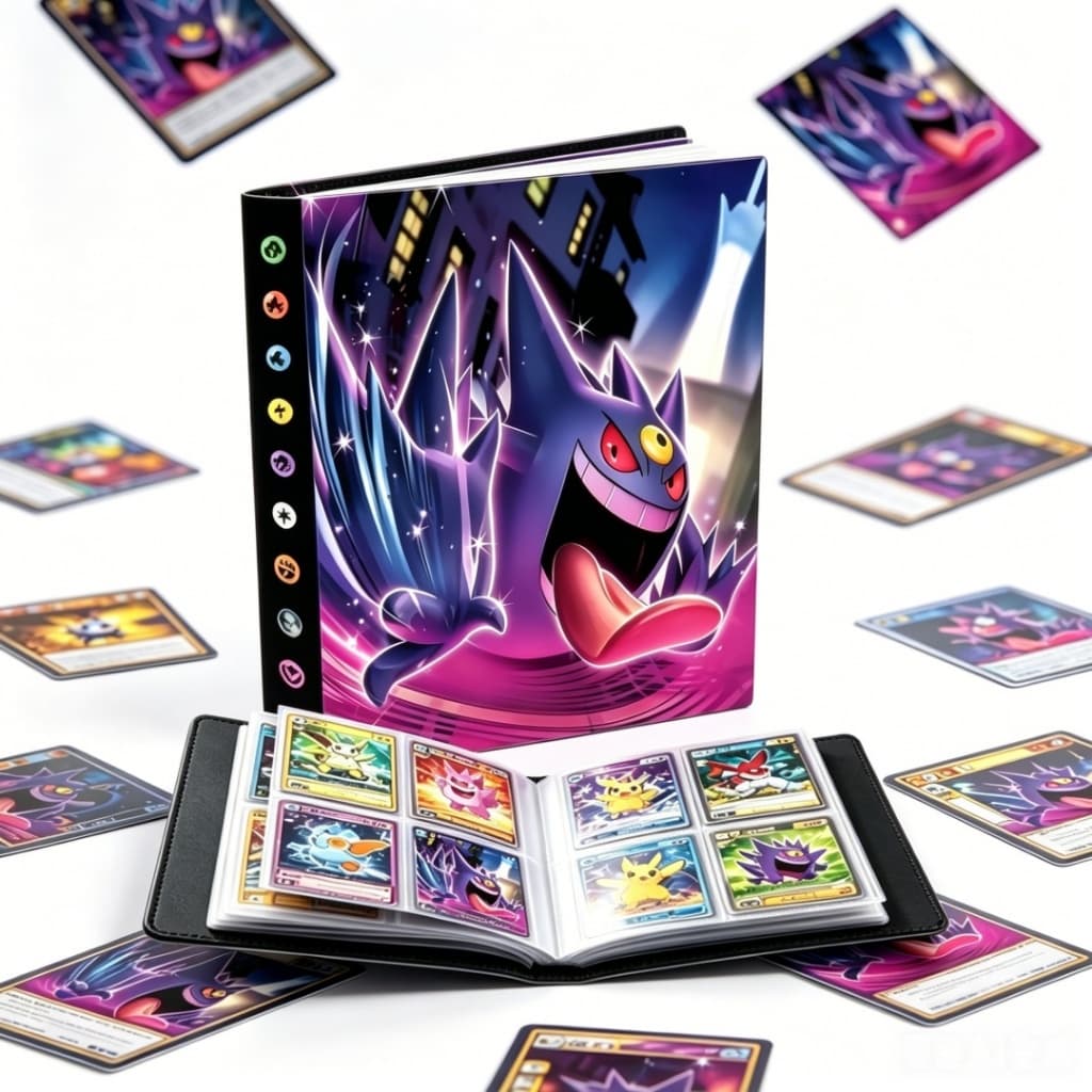 Álbum Porta Cartas Pokémon Gengar 240 Cartas Infantil Organizador Oficial Coleção Presente