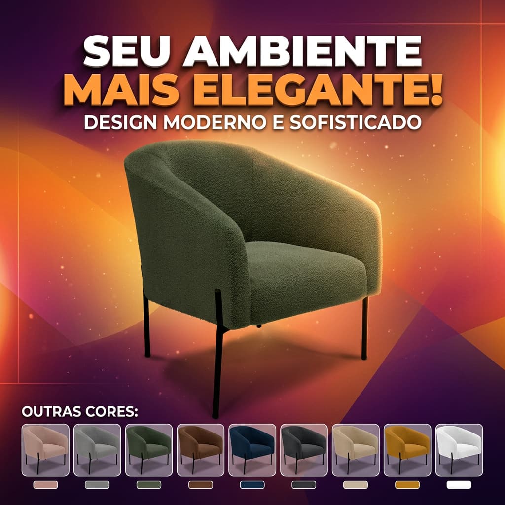 Poltrona Decorativa Bouclê Stella para Recepção e Salão de Beleza para Sala Quarto Recepção Escritório