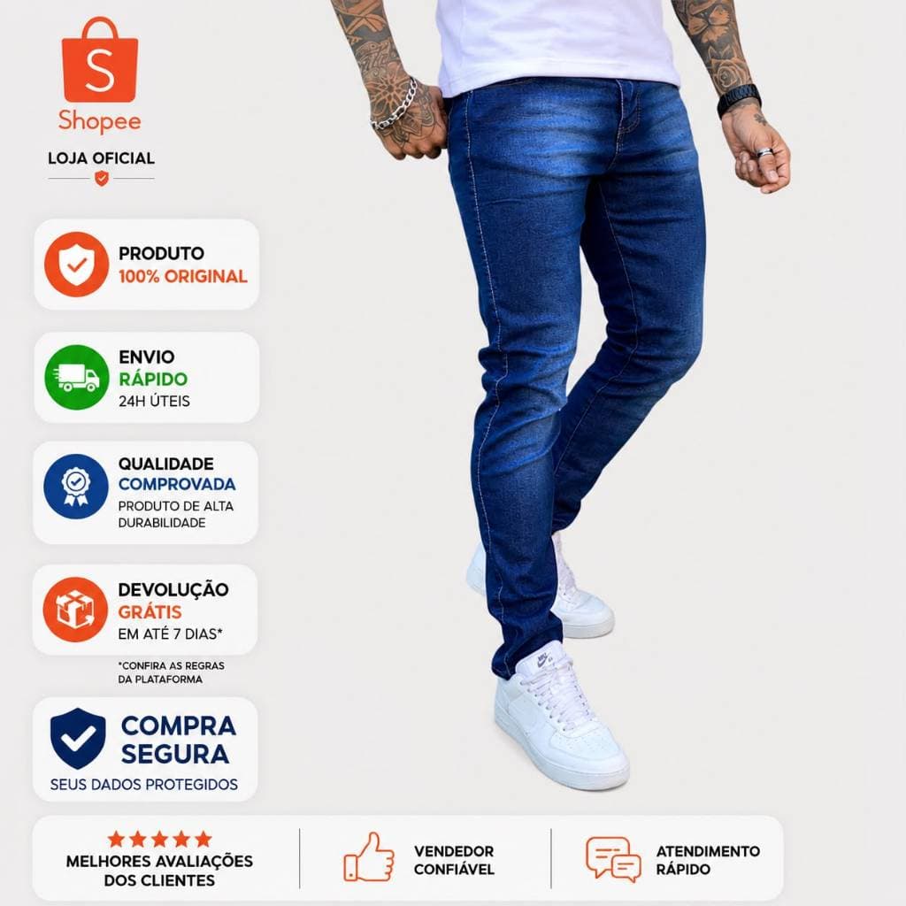 Calças Jeans Masculina Modelo Skinny Desconto Imperdível