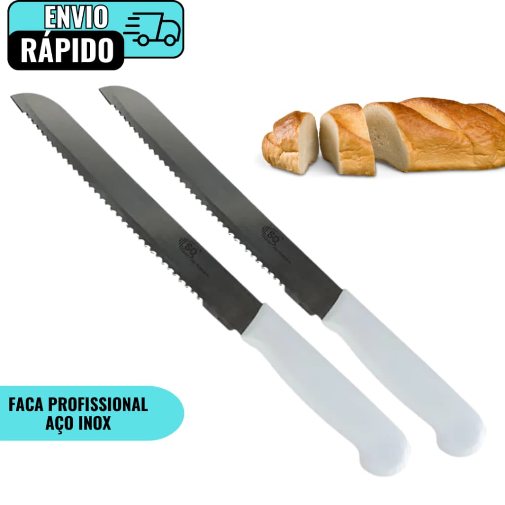 Faca Profissional De Pao Em Aço Inox 6" Para Padarias Domicilios Restaurantes Corte Perfeito