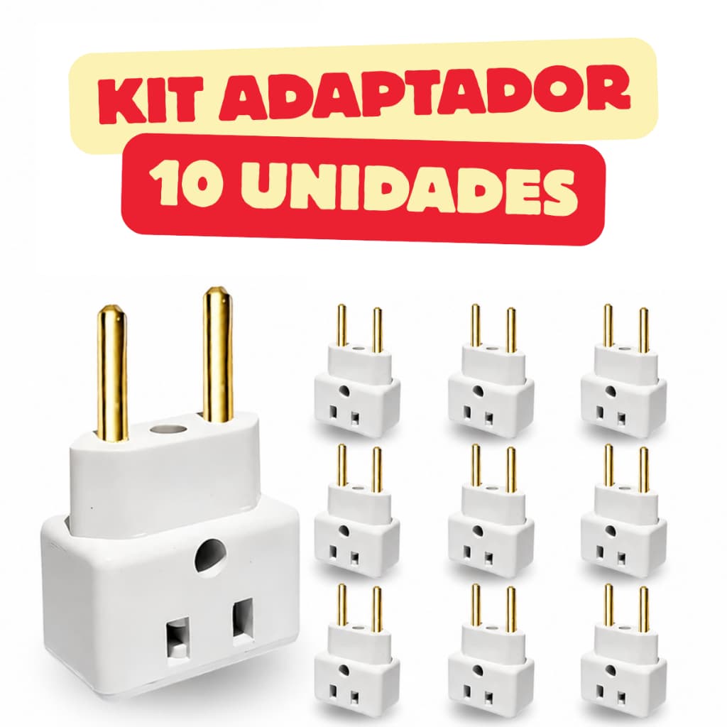 Adaptador de Tomada C/10 Benjamin BOB Esponja 10A/20A Pino Resistente Maciço