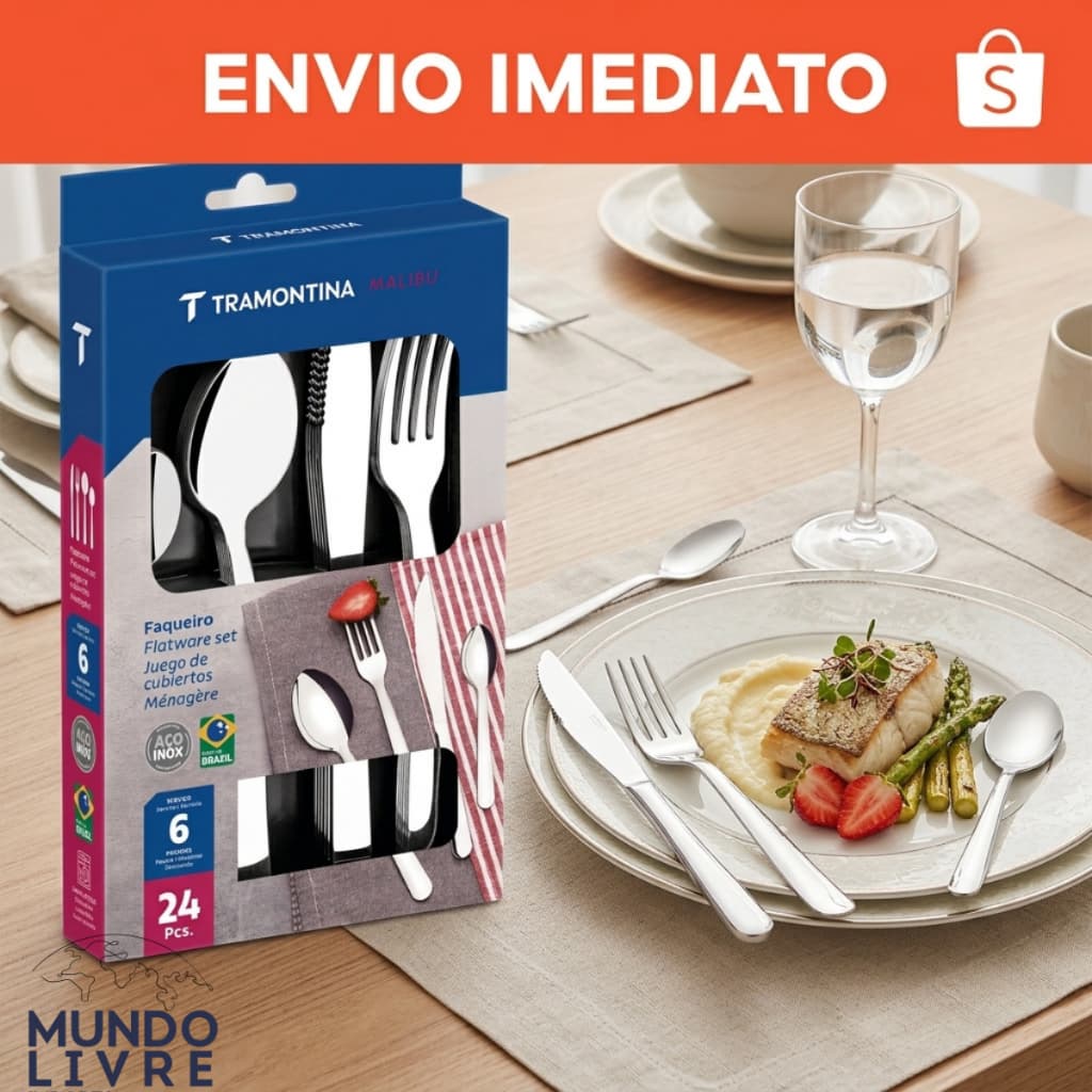 Faqueiro Tramontina Aço Inox Malibu 24 Peças