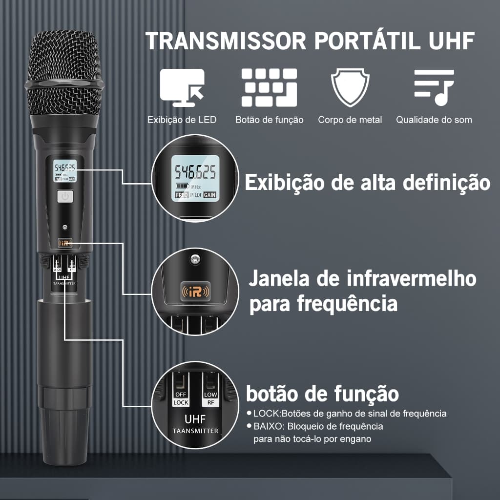 Microfone Sem Fio UHF TKLBLS M4 Kit Profissional sem Fio