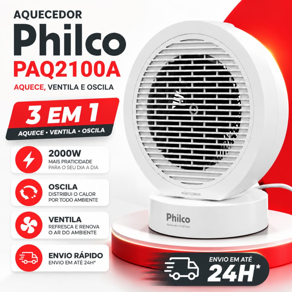 Aquecedor De Ambiente Philco 3 em 1 PAQ2100A 2000W - 220V