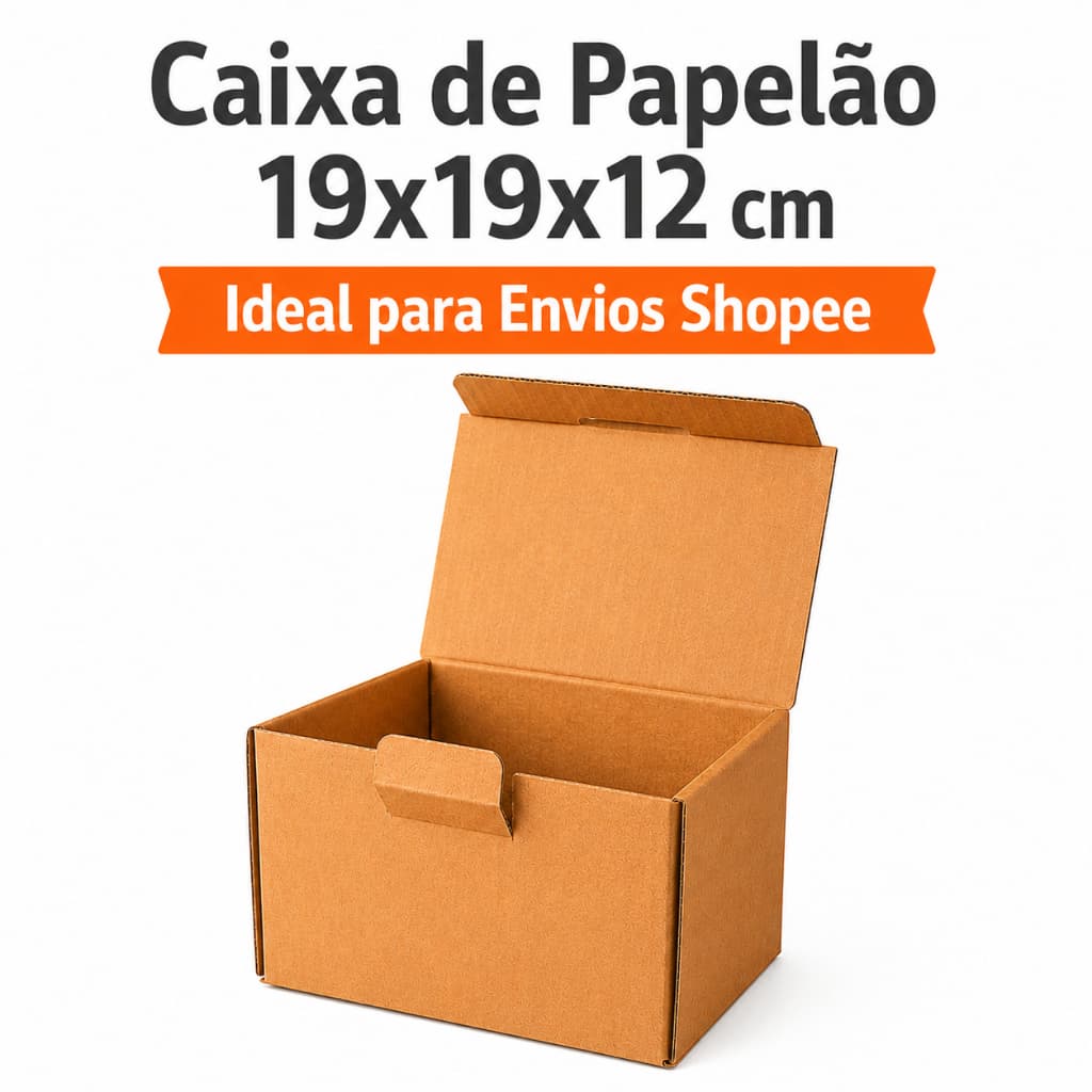 Kit 100 Caixas de Papelão 19x19x12 Embalagem Para Envio Correios Sedex Montável Sem Fita Caixa de Presente Ecommerce