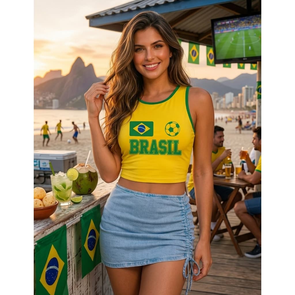Cropped Regatinha Da Seleção Camisa Da Copa Personalizada 2026 Camisas De Time Feminina
