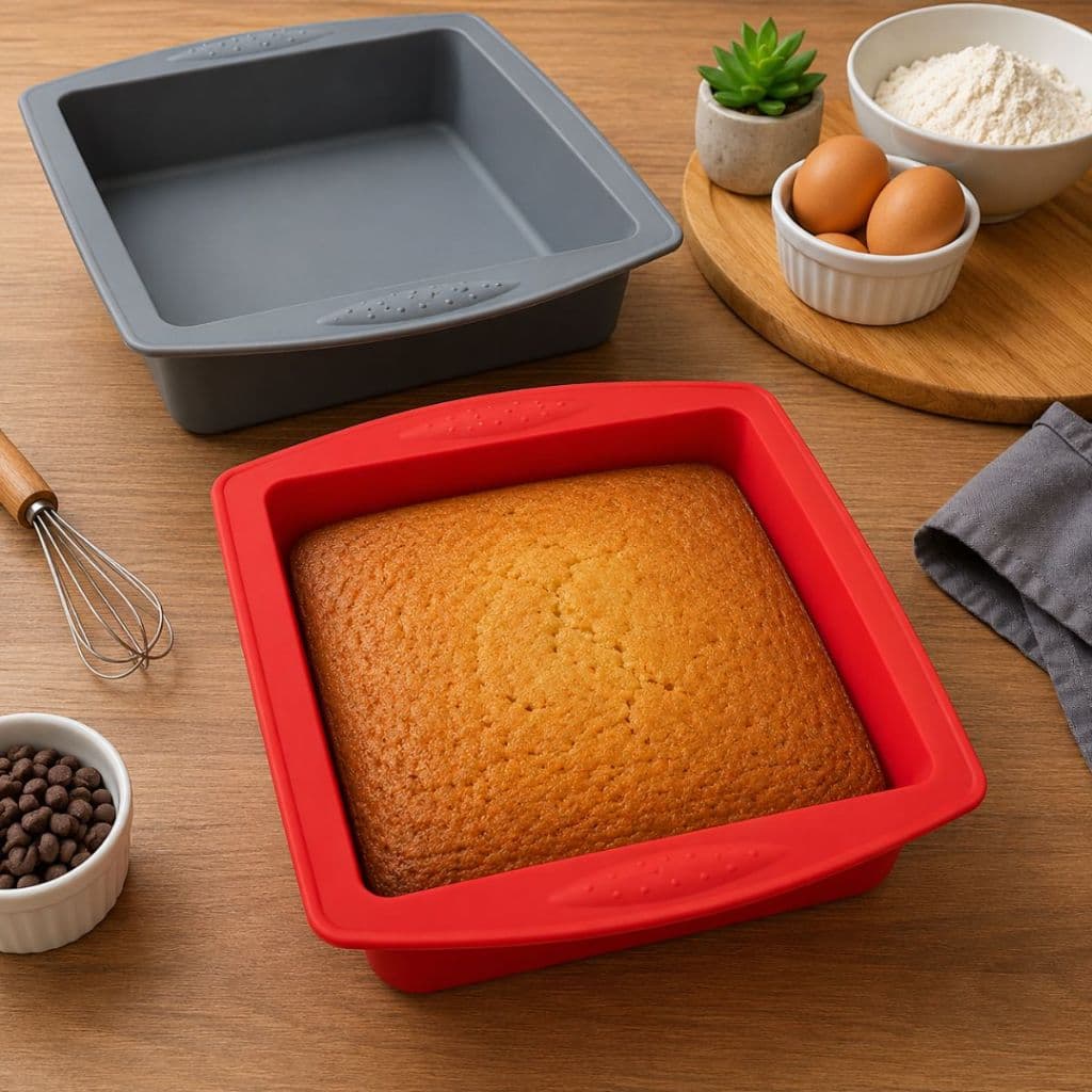 Kit 2 Formas De Silicone GG Airfryer Quadrada 6 - 12L Fritadeira Elétrica 26x24cm Forno Bolos Tortas