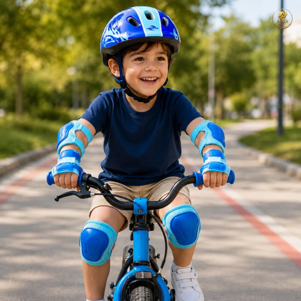 Kit Capacete Infantil Proteção Completa 7 Peças Bike Skate Patins Menino Menina Criança