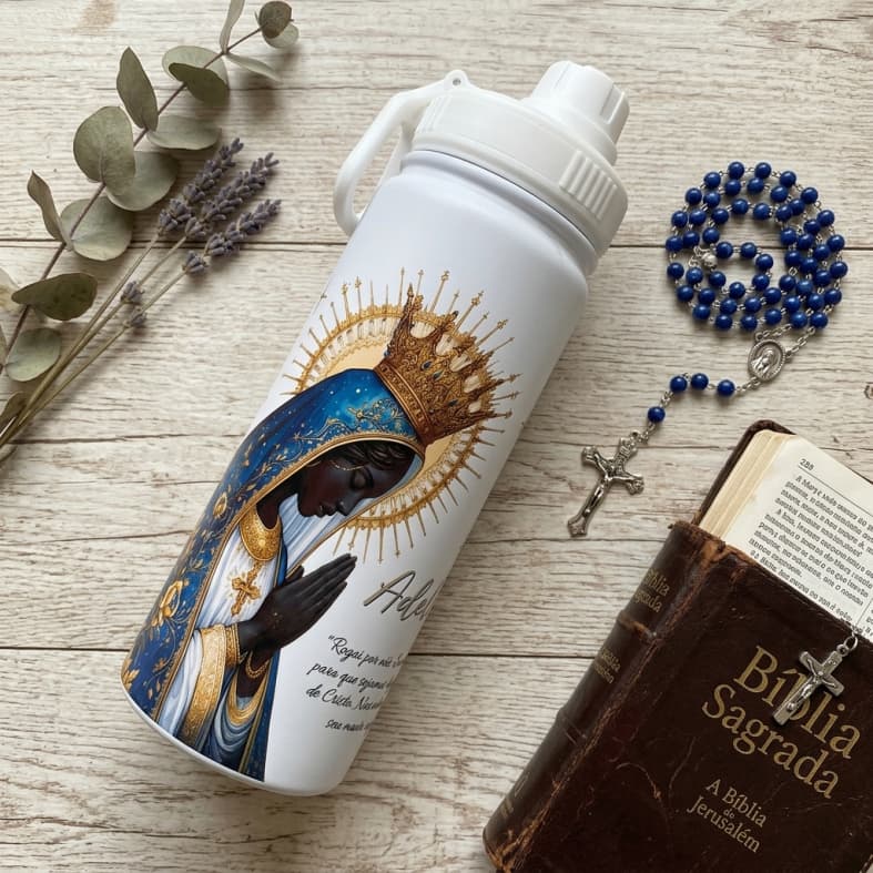 Garrafa Térmica Nossa Senhora 400/600ml/650ml Personalizada Com Nome
