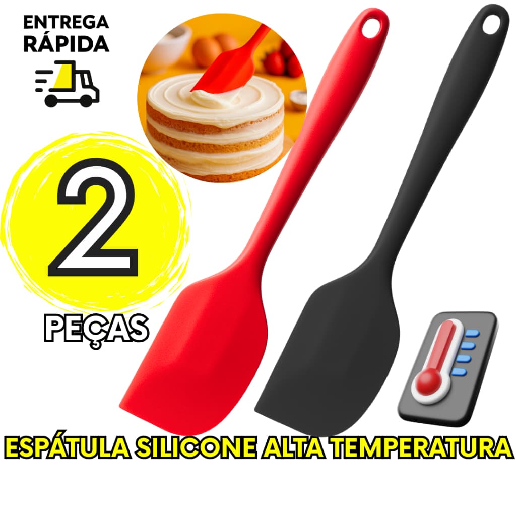 Espatula De Silicone Pao Duro Resistente Calor Ideal Para Bolos Doces Massas Cozinha Em Geral