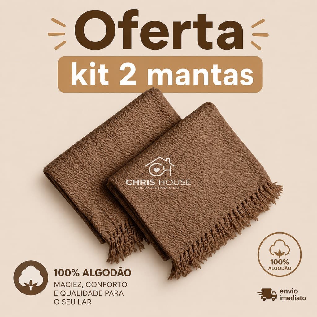 Kit 2 Manta Para Sofá, Cama Gigante King Elegante Decorativa Protetora Tamanho 2.10X1.20 Luxo 100% Algodão