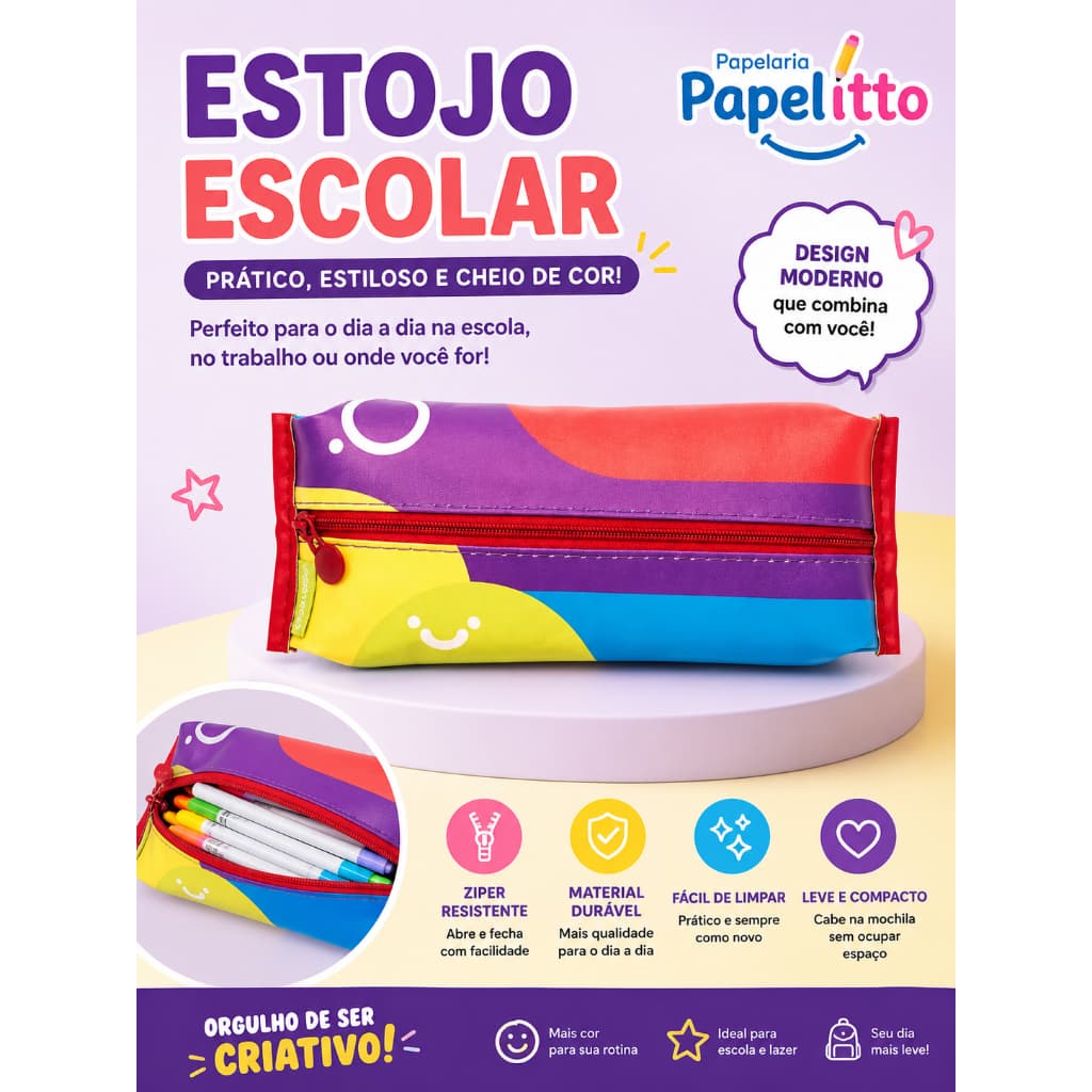 Estojo Retangular Joy Leo e Leo un