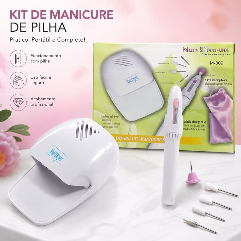 kit de Lixa Elétrica secador de unha