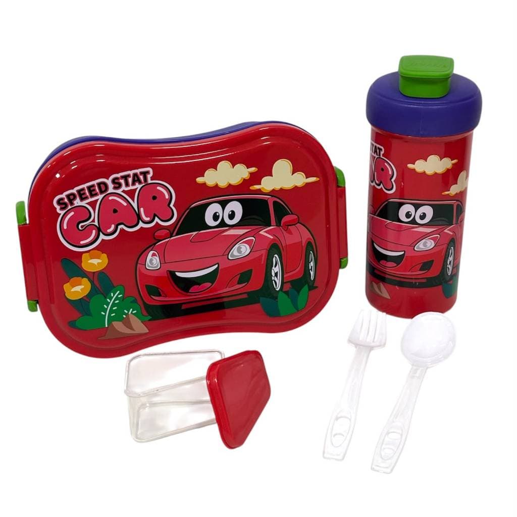 Kit Marmita Infantil com Garrafa e Talheres | Lancheira Escolar Diversas Estampas