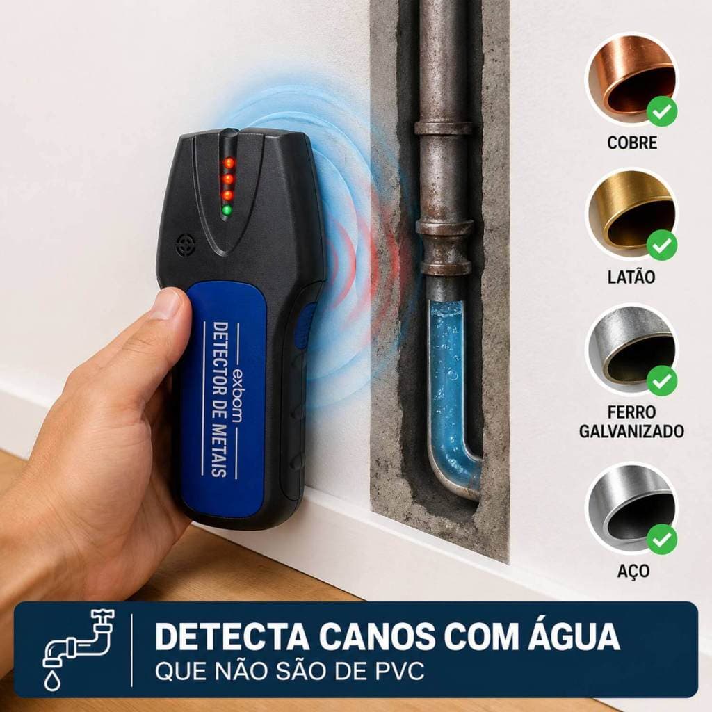 Detector de Metais com sensor parede, vigas, canos
