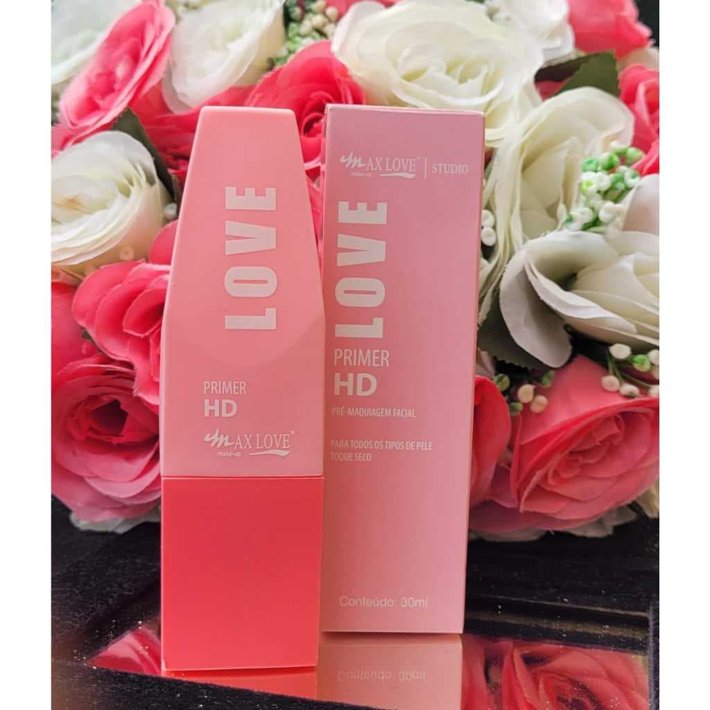 Kit Primer HD Pré Maquiagem Facial Max Love e Pó Solto Facial Translucido Fenzza