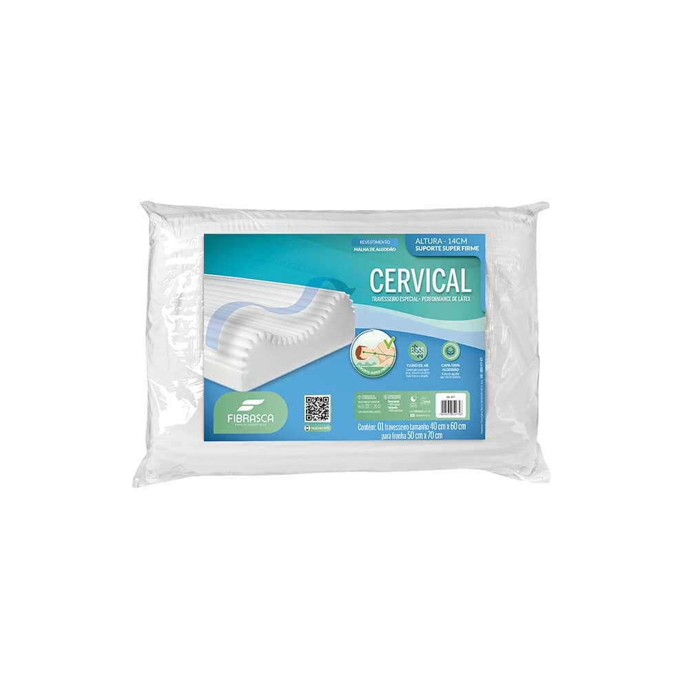 Travesseiro Cervical Ortopédico Anatômico Fibrasca Travesseiro Para Coluna E Pescoço Firme Lavável