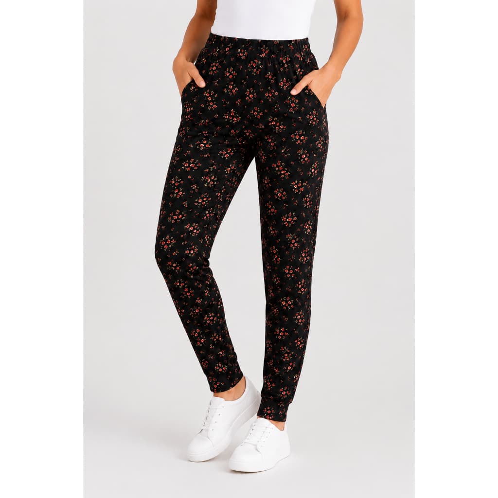 Calça Estampada Feminina Calça Floral Confortável com Bolso