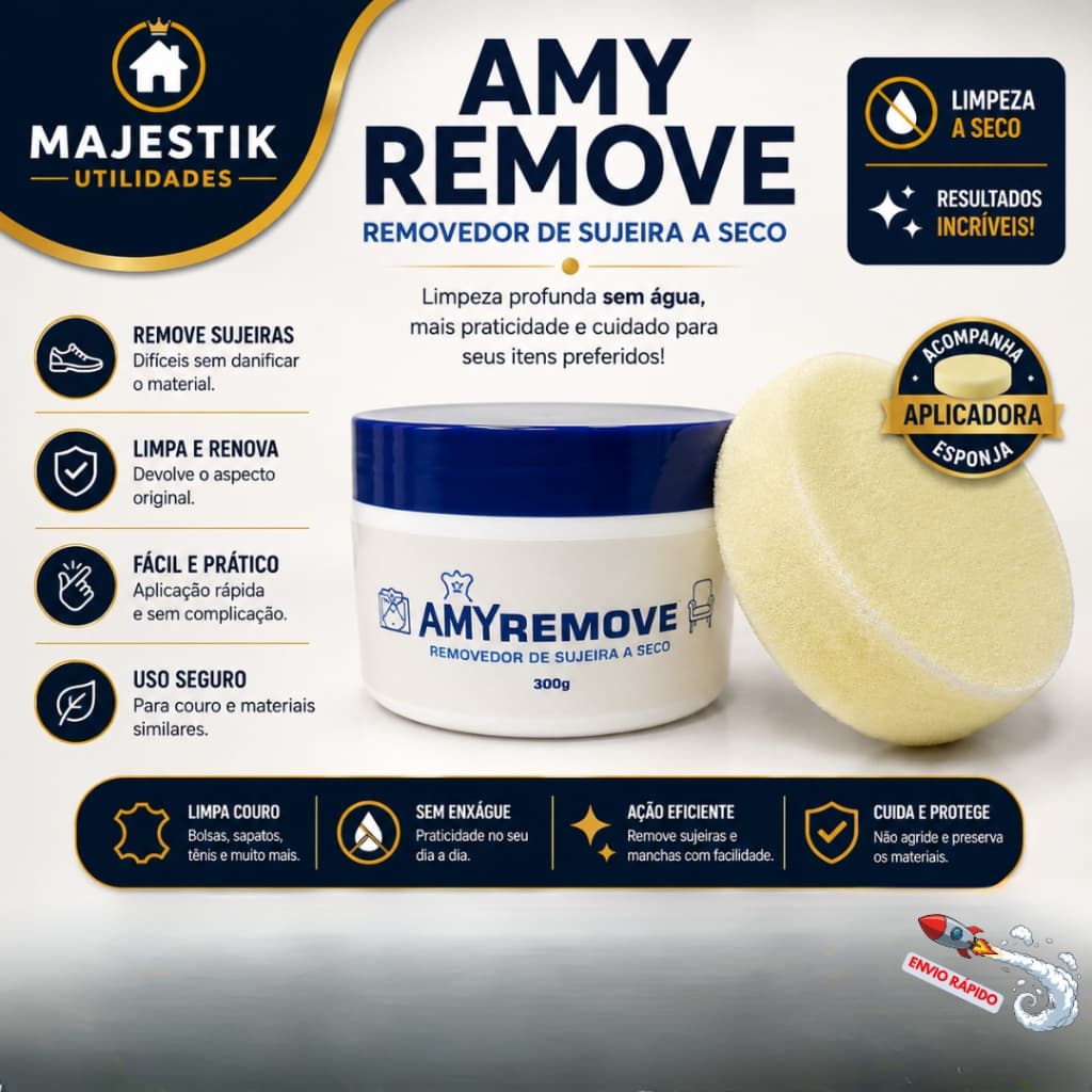 Limpador Limpa Couro AMY Remove 300g Incolor Limpa Á Seco Limpeza Profunda Removedor de Sujeira á Seco