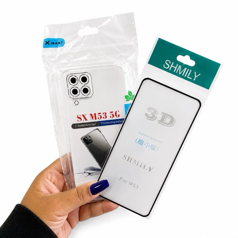 Kit Proteção Completa para Samsung Galaxy M53 – Capinha Anti-Impacto + Película 3D de Vidro Temperado