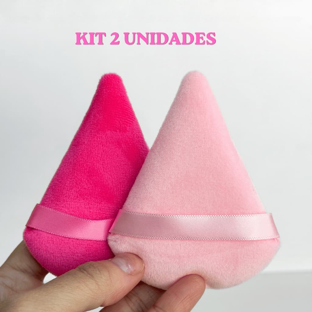 Kit 2 Esponjas Para Pó Veludo Maquiagem Triangular Grande Ruby Anjo