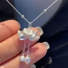 Novo estilo chinês 925 prata prata esterlina lótus boria pingente colar para mulher contas redondas